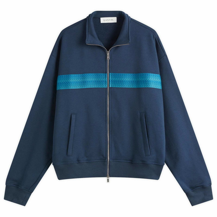 Photo: Lanvin Men's Curb Zipped Track Jacket in Petrol Blue