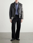 Maison Margiela - Belted Distressed Leather Biker Jacket - Brown