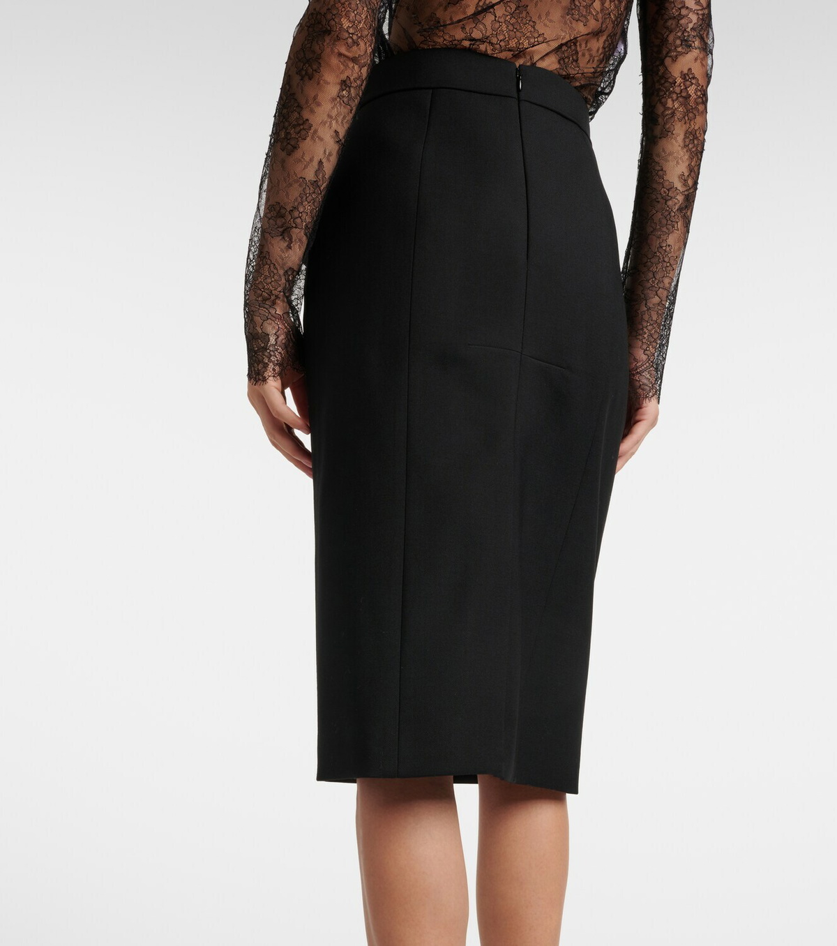 McQueen High-rise wool gabardine pencil skirt