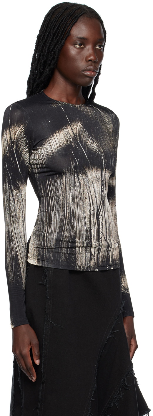 Louisa Ballou Black Printed Long Sleeve T-Shirt