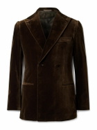 Kingsman - Double-Breasted Cotton-Velvet Tuxedo Jacket - Brown