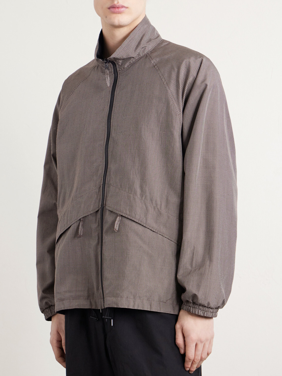 ATON - Reversible Checked Silk-Taffeta Jacket - Brown