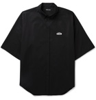 Balenciaga - Oversized Button-Down Collar Printed Cotton Shirt - Black