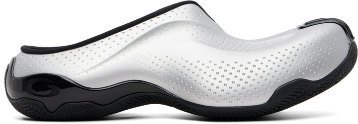 Photo: Balenciaga Silver & Black Basketball Slip On Flats