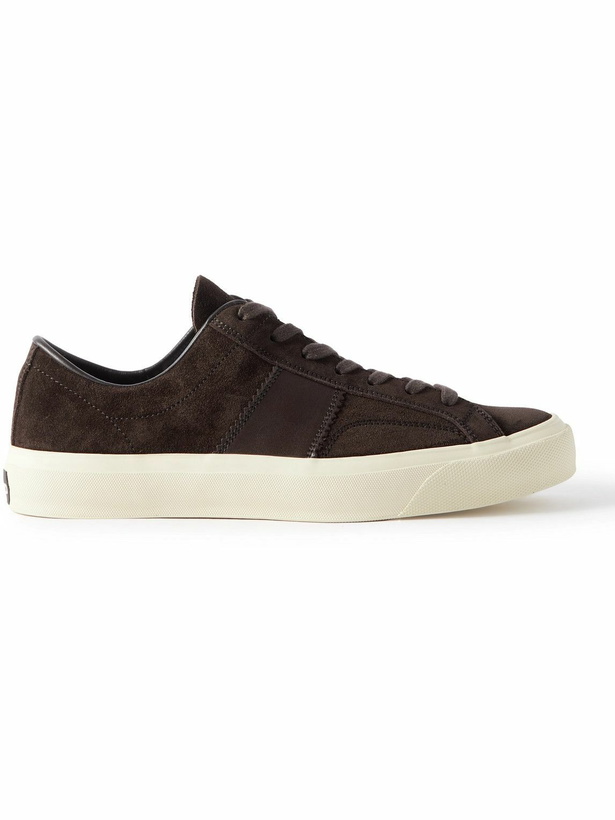 Photo: TOM FORD - Cambridge Leather-Trimmed Suede Sneakers - Brown