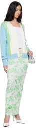 Anna Sui Blue & White Amalfi Knit Cardigan
