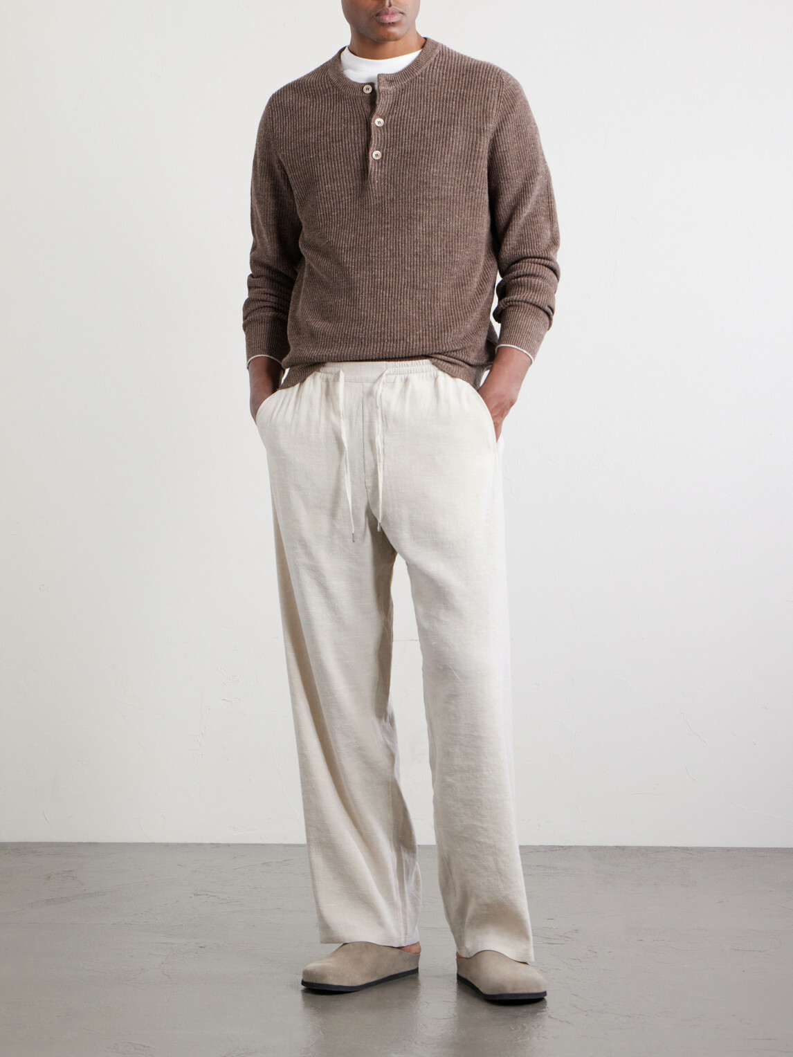 A Kind Of Guise - Samurai Straight-Leg Linen and Silk-Blend Drawstring Trousers - Neutrals