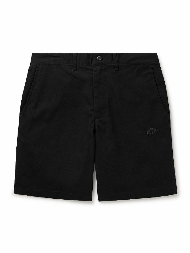 Photo: Nike - Club Straight-Leg Logo-Embroidered Cotton-Canvas Shorts - Black