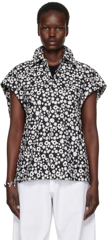 Photo: Marni Black & White Pop Fields Sleeveless Cocoon Shirt