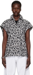 Marni Black & White Pop Fields Sleeveless Cocoon Shirt