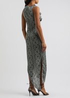 Coperni Python-print Metallic-jersey Maxi Dress Grey