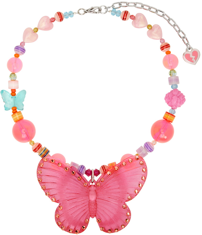 I'm Sorry by Petra Collins SSENSE Exclusive Pink & Multicolor Tarina Tarantino Edition Butterfly Brit Charm Necklace