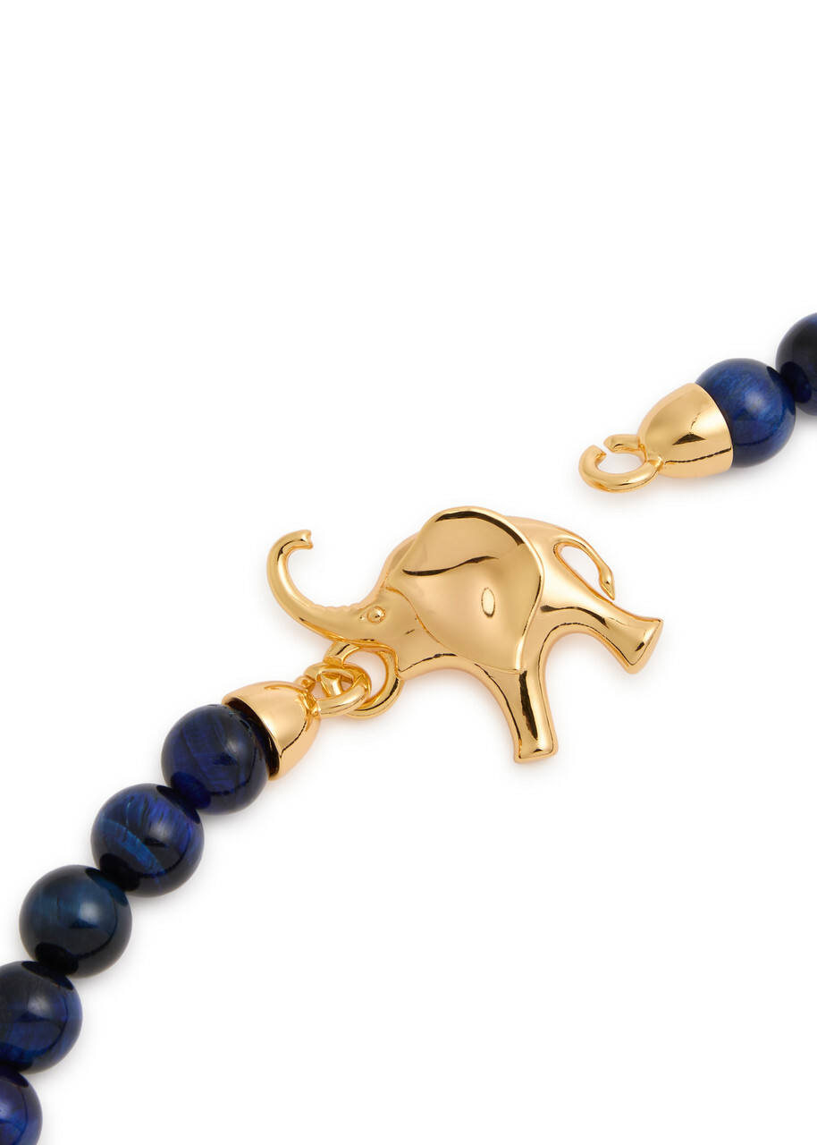 Timeless Pearly Elephant Lapis-beaded Necklace - Dark Blue - One Size