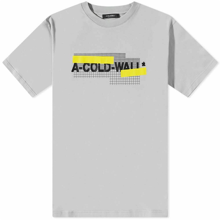 Photo: A-COLD-WALL* Men's Grid Logo T-Shirt in Light Grey
