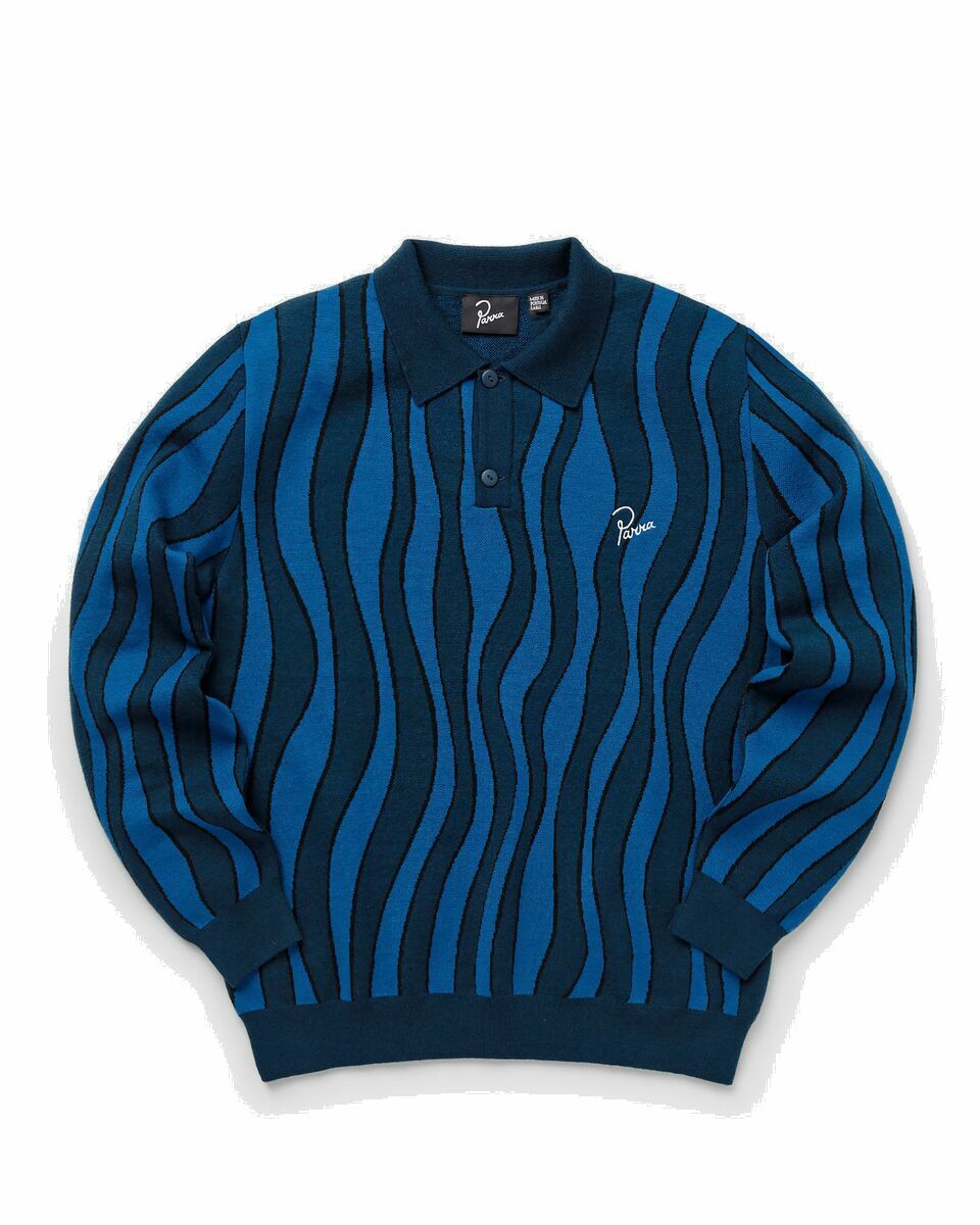 Photo: By Parra Aqua Weed Waves Knitted Polo Shirt Blue - Mens - Polos