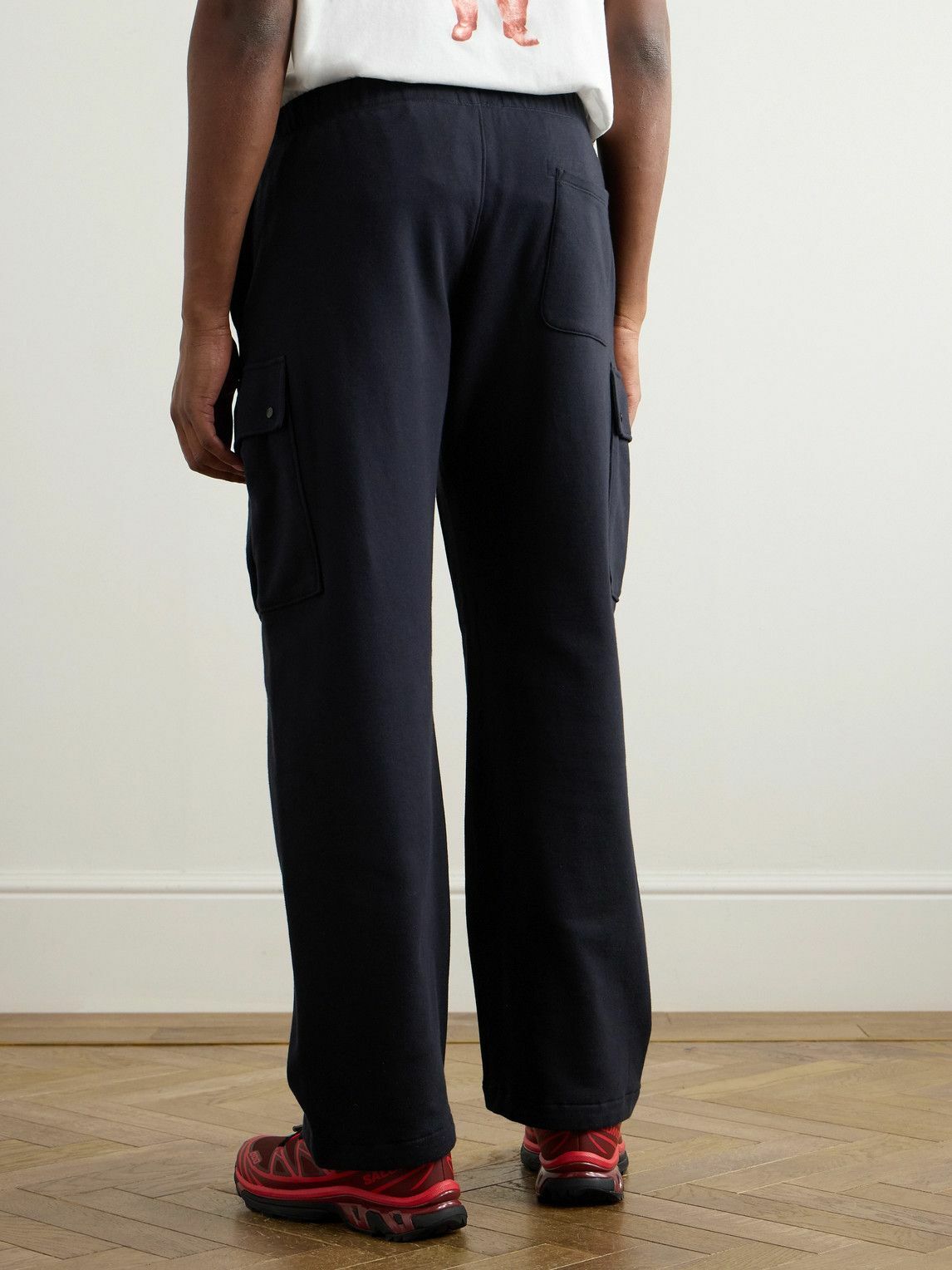 C.P. Company - Wide-Leg Logo-Embroidered Cotton-Jersey Sweatpants - Blue