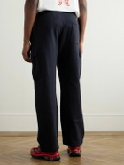 C.P. Company - Wide-Leg Logo-Embroidered Cotton-Jersey Sweatpants - Blue
