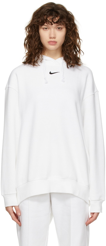 Photo: Nike White Essential Collection Oversized Fleece Hoodie