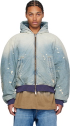 B1ARCHIVE Blue Workwear Seamless Hooded Zip Up Denim Jacket