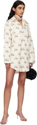 Blumarine White Printed Denim Overshirt
