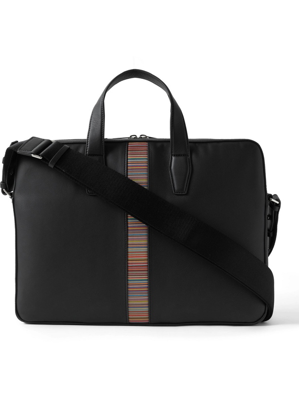 Photo: PAUL SMITH - Striped Leather Briefcase - Black