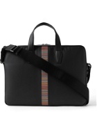 PAUL SMITH - Striped Leather Briefcase - Black