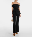 Self-Portrait Off-shoulder peplum crêpe jumpsuit