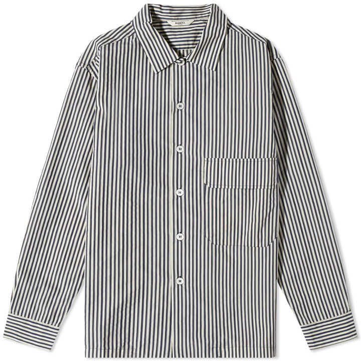 Photo: Barena Men's Ticking Stripe Button Down Shirt in Unico