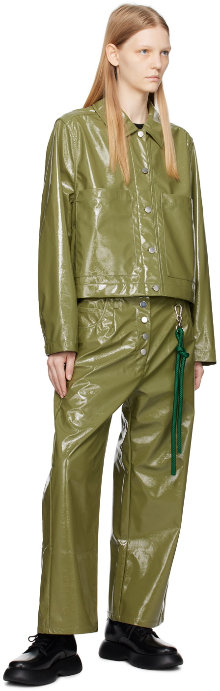 Song for the Mute Green Cropped Faux-Leather Jacket
