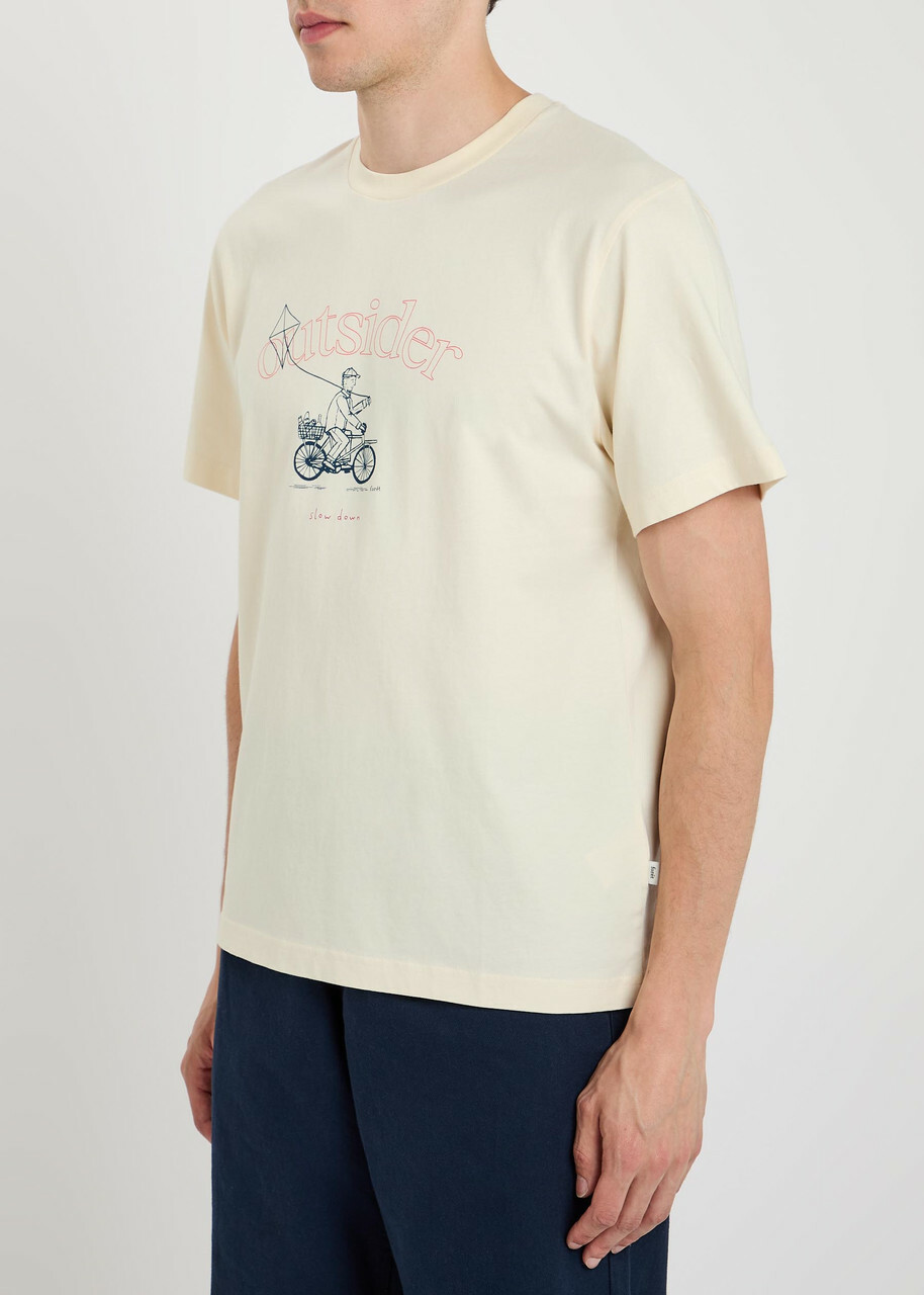 Forét Printed Cotton T-shirt Beige