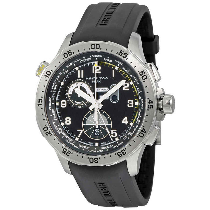 Photo: Hamilton Worldtimer Chronograph Black Dial Mens Watch H76714335