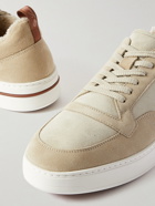 Loro Piana - Newport Shearling-Trimmed Two-Tone Suede Sneakers - Neutrals