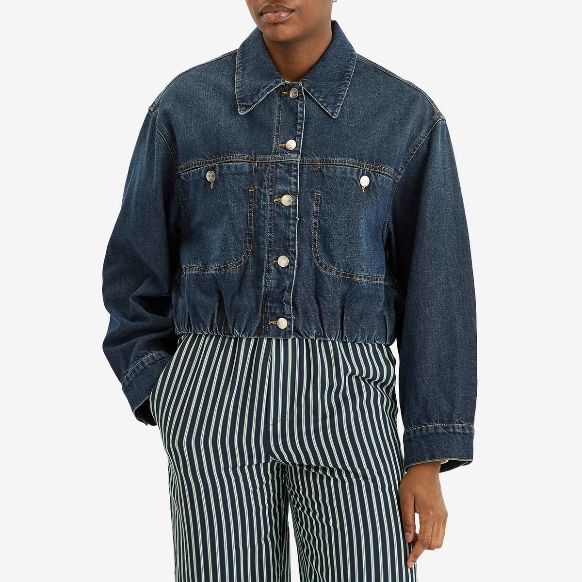 Closed Women's Ruched Hem Jacket in Dark Blue