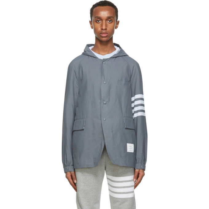 Photo: Thom Browne Grey Ripstop Unconstructed 4-Bar Jacket