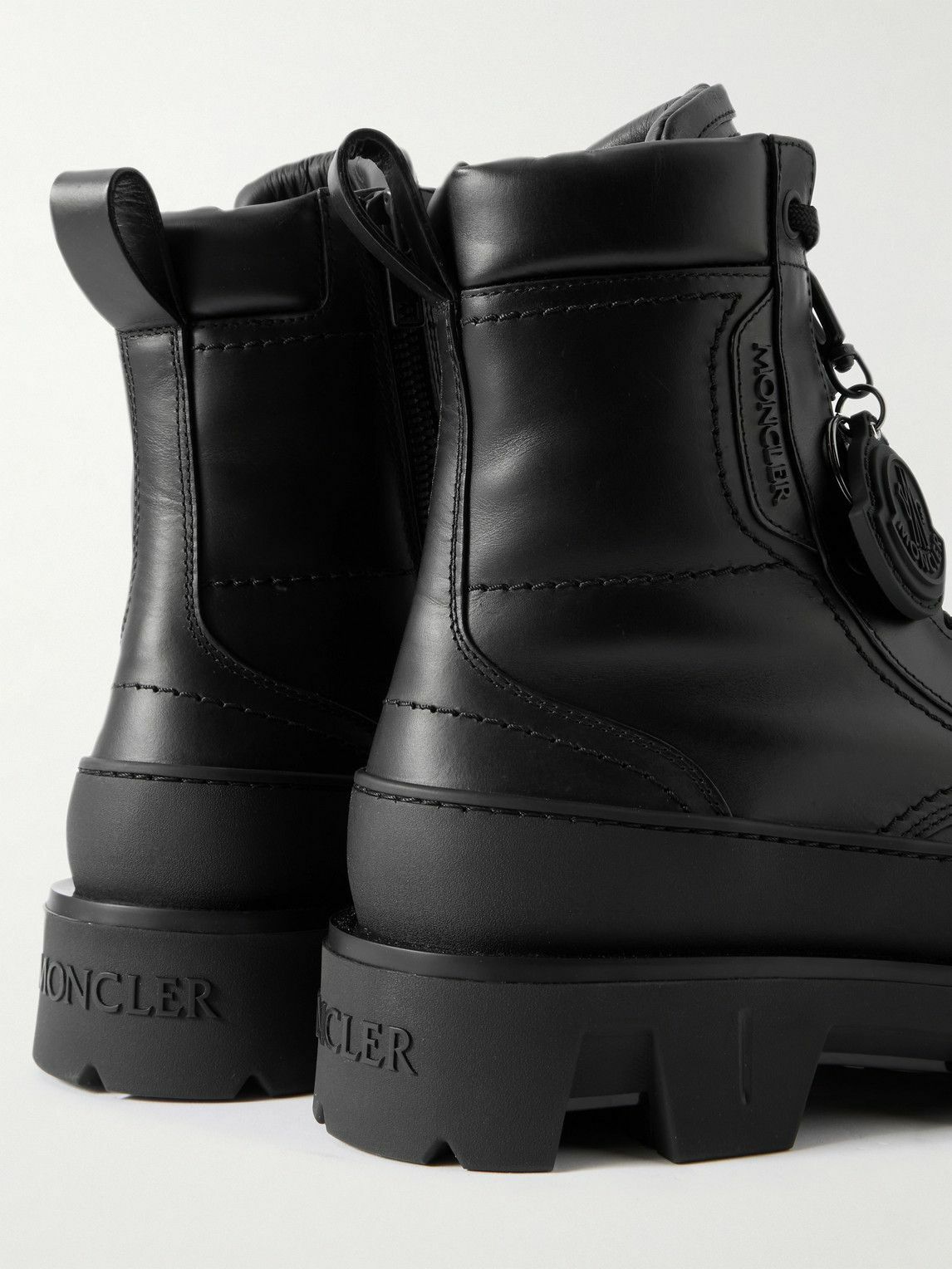 Moncler - Peak Path Leather Lace-Up Boots - Black