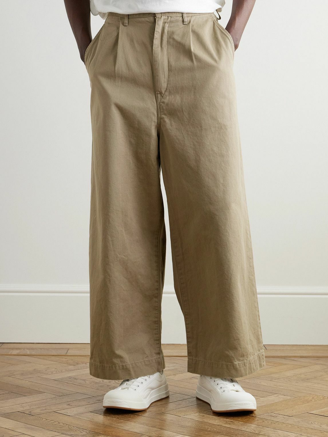 パンツ Kapital Leather Cotton Long Chino Pants KAPITAL - Nime Wide-Leg Pleated Cotton-Twill Chinos
