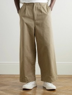 KAPITAL - Nime Wide-Leg Pleated Cotton-Twill Chinos - Neutrals