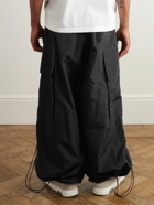 Palm Angels - Wide-Leg Logo-Embroidered Shell Cargo Trousers - Black