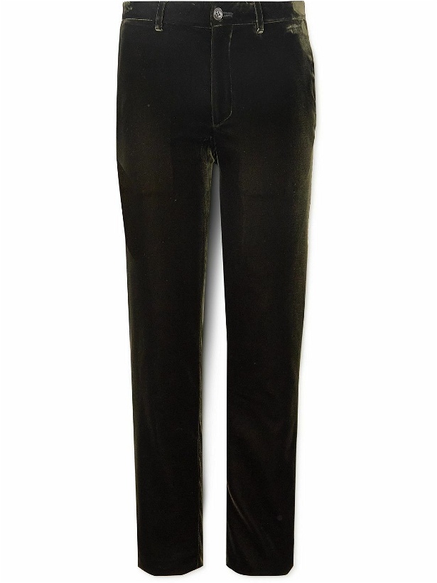 Photo: Giorgio Armani - Straight-Leg Velvet Suit Trousers - Green