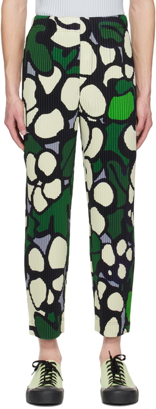 Photo: Homme Plissé Issey Miyake Green & Off-White Printed Trousers