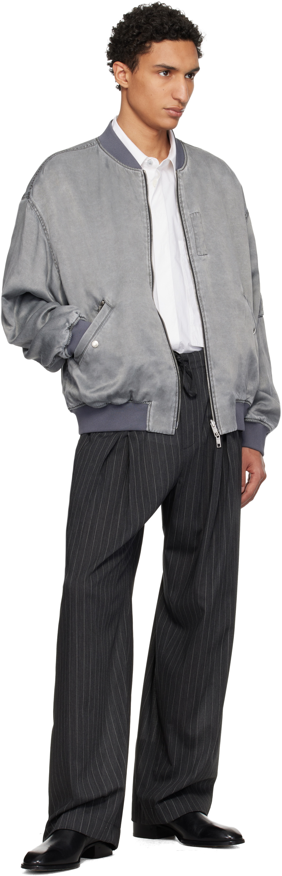 WOOYOUNGMI Gray Faded Reversible Bomber Jacket