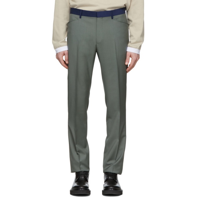 Photo: Lanvin Green Contrasted Waist Tailored Trousers