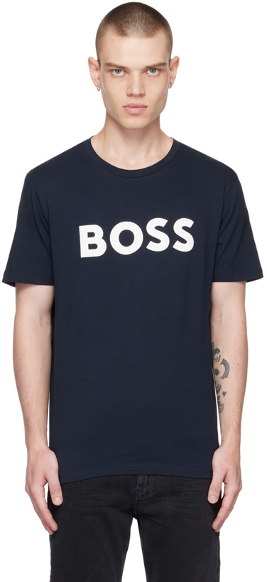 Photo: BOSS Navy Bonded T-Shirt