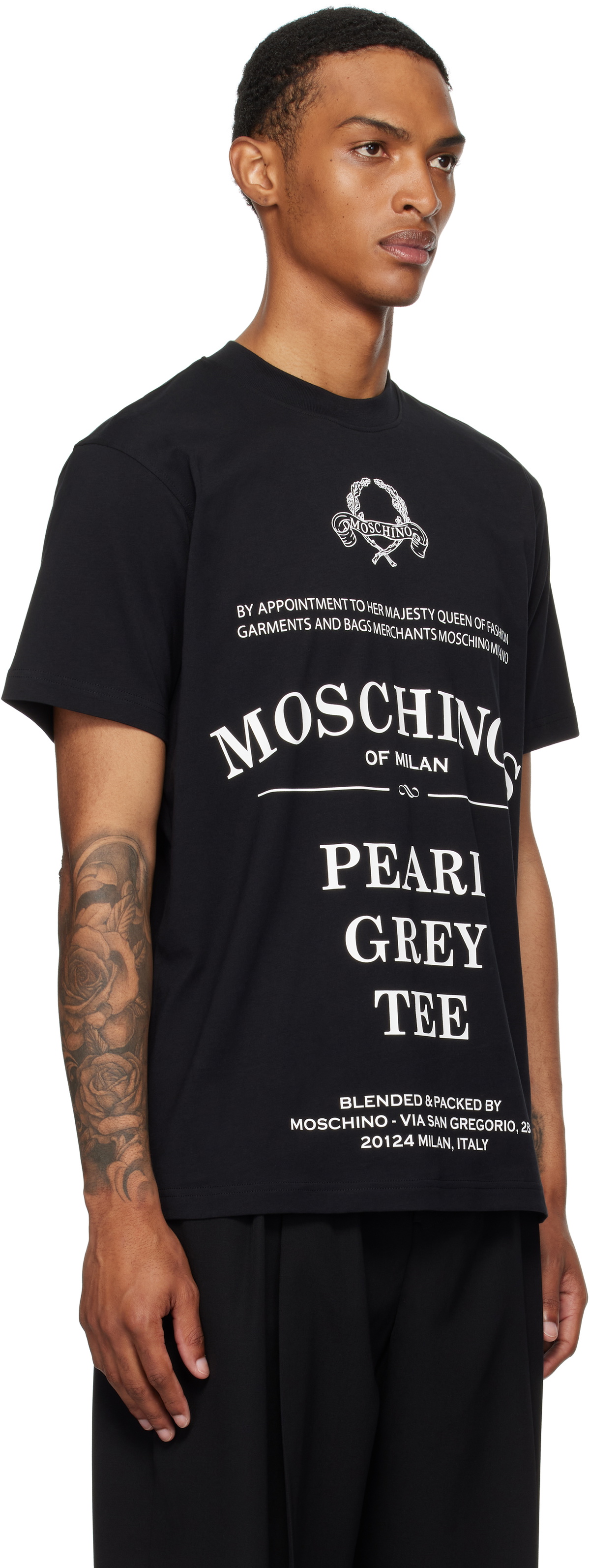 Moschino Black Printed Organic Cotton T-shirt