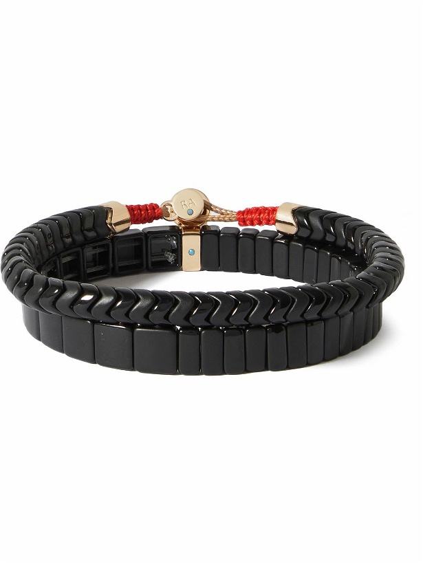 Photo: Roxanne Assoulin - Black Out Set of Two Enamel and Gold-Tone Beaded Bracelets