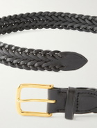 Drake's - 3.5cm Woven Leather Belt - Black