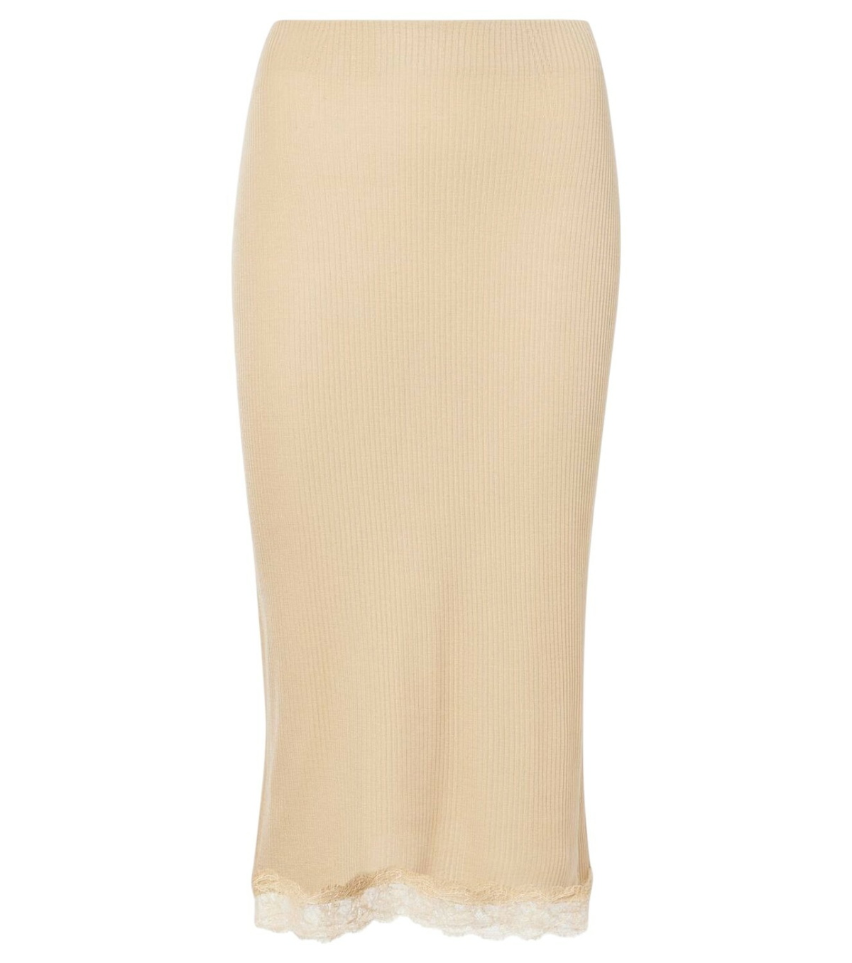 Silk Blend Lace Midi Skirt