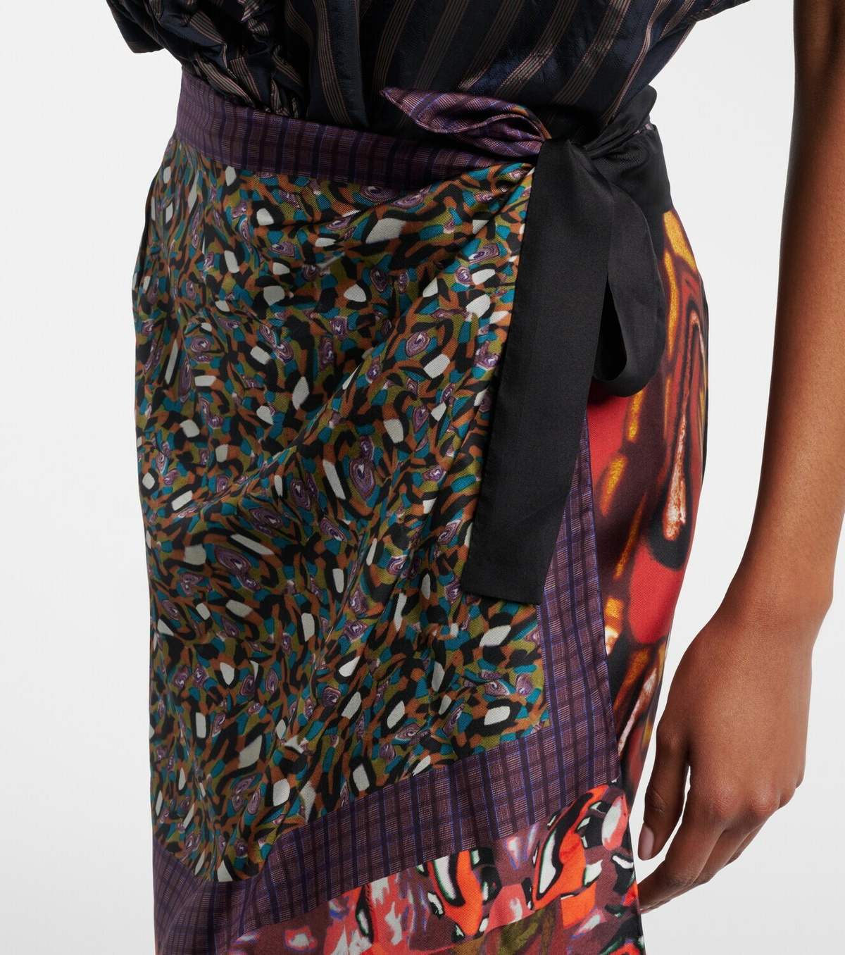 Dries Van Noten Scarfy printed silk wrap skirt