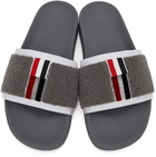 Thom Browne Grey Terry Cloth Pool Slides