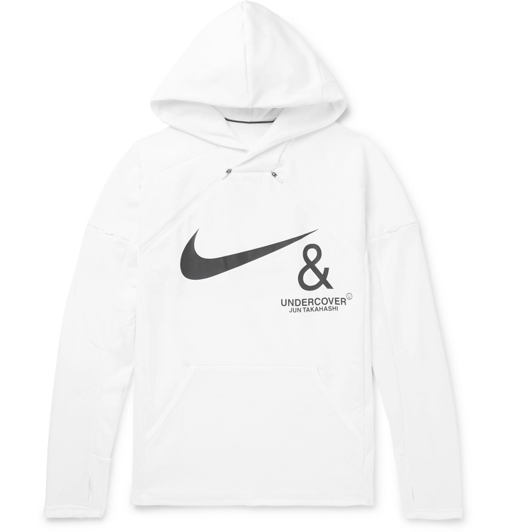 Photo: Nike - Undercover Logo-Print Mesh-Panelled Jersey Hoodie - White